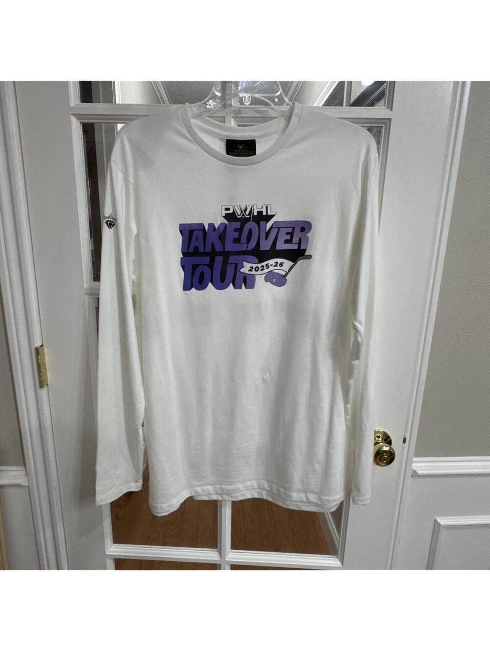NWT White Gildan PWHL Takeover Tour 2025-26 long sleeve cotton & spandex shirt